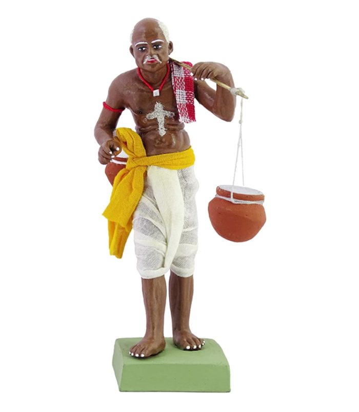 The-Indian-Curd-Seller-Handmade-Clay-Figurine-WhiteBG-RainbowFeathers.jpg