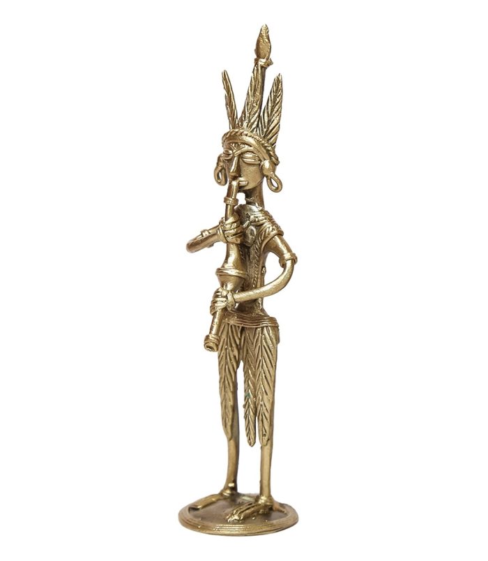 Tribal-Musician-Playing-Piper-Handmade-SideView-Dhokra-Figurine-RainbowFeathers.jpg