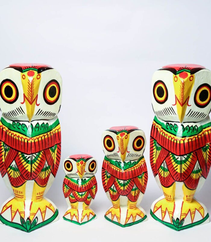 Wealthy-Owl-Family-Wooden-Handcurved-Decorative-Showpieces-Set-of-4-Owls–10-10-6-4-WhiteBG-RainbowFeathers.jpg