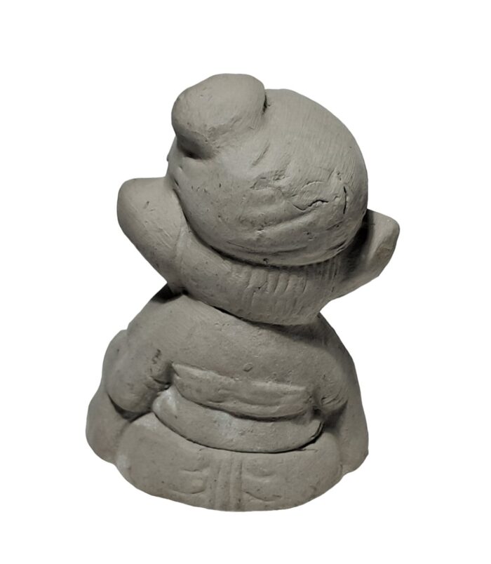 Terracotta-Handmade-Eco-Friendly-Ganesha-WhiteBG-BackView-RainbowFeathers