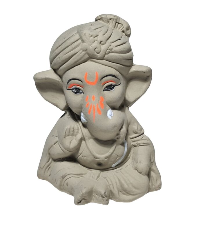 Terracotta-Handmade-Eco-Friendly-Ganesha-WhiteBG-RainbowFeathers