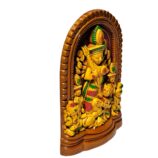 Terracotta-Handpainted-Ekachala-Durga-Small-Size-WhiteBG-RightView-RainbowFeathers