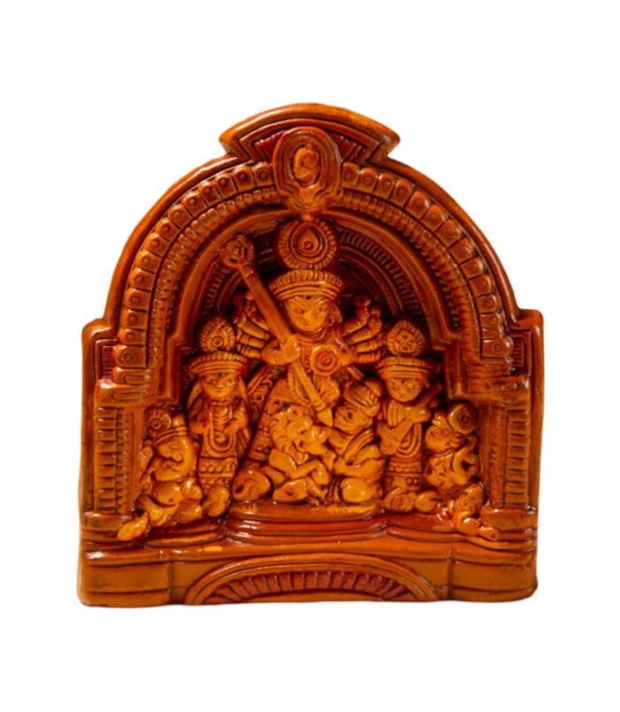 Terracotta-Handpainted-Maa-Durga-Pocket-Size-WhiteBG-RainbowFeathers Terracotta-Handpainted-Maa-Durga-Pocket-Size-WhiteBG-RainbowFeathers