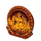 Terracotta-Handpainted-Miniature-Maa-Durga-WhiteBG-RightView-RainbowFeathers