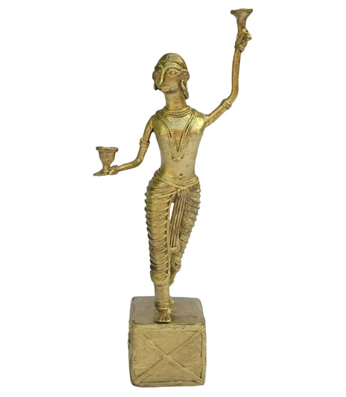 Dhokra-Dhunuchi-Nach-Hand-Crafted-Decorative-Showpiece-WhiteBG-RainbowFeathers