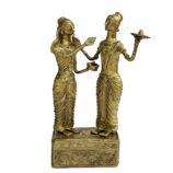 Dhokra-Sindur-Khela-Hand-Crafted-Decorative-Showpiece-WhiteBG-RainbowFeathers