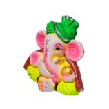 Terracotta-Hand-Carved-Decorative-Ganesha-Showpiece-WhiteBG-LeftView-RainbowFeathers