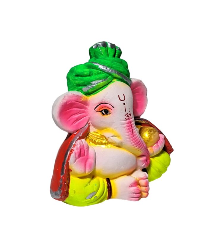 Terracotta-Hand-Carved-Decorative-Ganesha-Showpiece-WhiteBG-RightView-RainbowFeathers