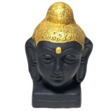 Terracotta-Handmade-Decorative-Buddha-Face-WhiteBG-RainbowFeathers