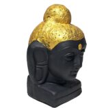 Terracotta-Handmade-Decorative-Buddha-Face-WhiteBG-RightView-RainbowFeathers