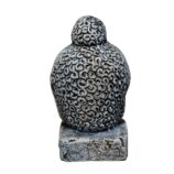 Terracotta-Handpainted-Buddha-Face-WhiteBG-BackView-RainbowFeathers