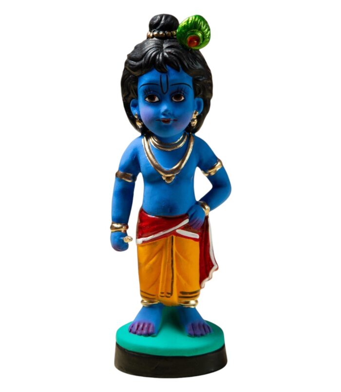Bal-Krishna-Handmade-Clay-Figurine-WhiteBG-RainbowFeathers-Photoroom