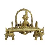 Dhokra-Bullock-Cart-Hand-Crafted-Decorative-Showpiece-WhiteBG-RainbowFeathers