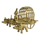 Dhokra-Bullock-Cart-Hand-Crafted-Decorative-Showpiece-WhiteBG-RightView-RainbowFeathers