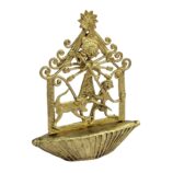 Dhokra-Devi-Durga-on-Boat-WhiteBG-LeftView-RainbowFeathers