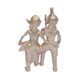 Dhokra-Farmer-Couple-Hand-Crafted-Decorative-Showpiece-WhiteBG-BackView-RainbowFeathers