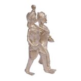 Dhokra-Farmer-Couple-Hand-Crafted-Decorative-Showpiece-WhiteBG-LeftView-RainbowFeathers
