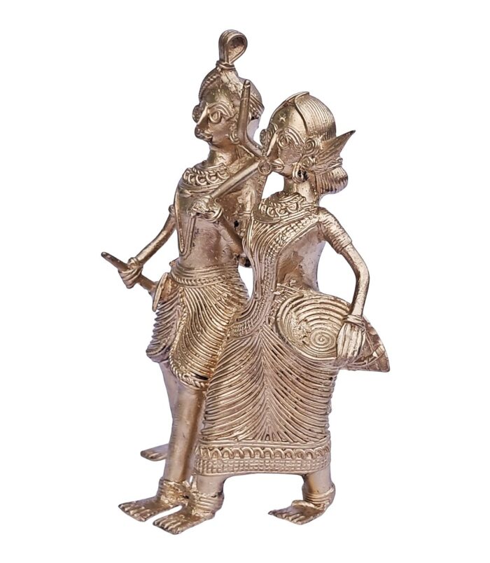 Dhokra-Farmer-Couple-Hand-Crafted-Decorative-Showpiece-WhiteBG-RightView-RainbowFeathers Dhokra-Farmer-Couple-Hand-Crafted-Decorative-Showpiece-WhiteBG-RightView-RainbowFeathers