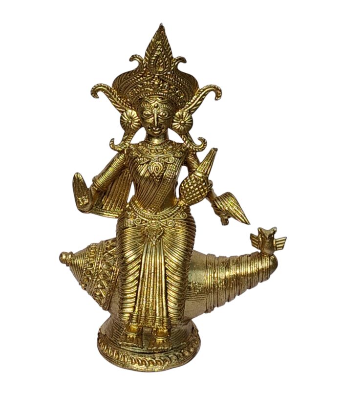 Dhokra Handcrafted Lakshmi on Conch Shell-Photoroom