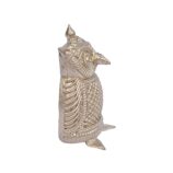 Dhokra-Owl-Hand-Crafted-Decorative-Showpiece-WhiteBG-LeftView-RainbowFeathers