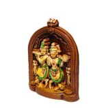 Terracotta-Handpainted-Miniature Radha Krishna-WhiteBG-LeftView-RainbowFeathers